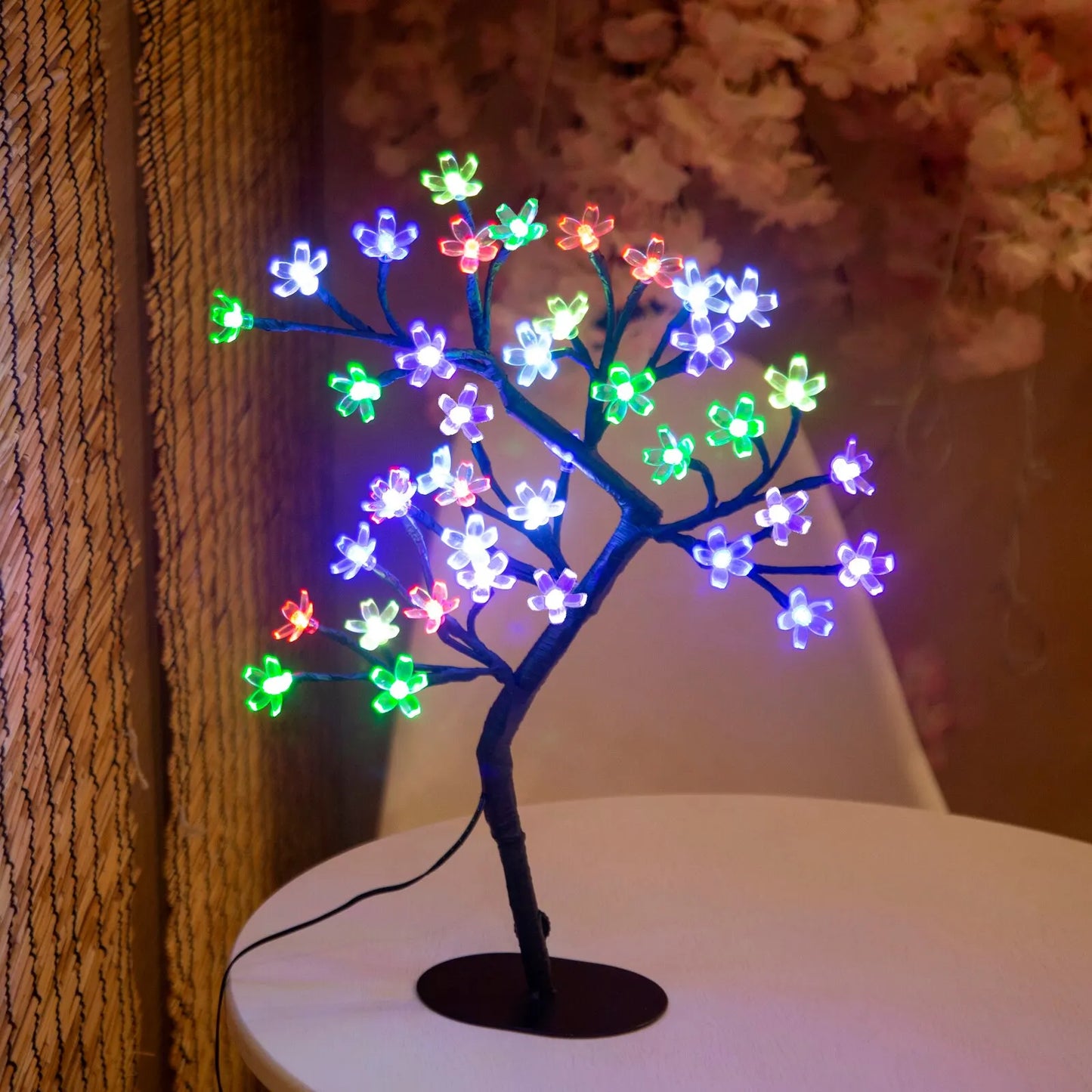 Cherry Blossom Tree Light,17inch 40LED Lighted Tabletop Artificial Flower Bonsai Tree Lamp USB Powered Gifts for Home Decor - Indentory