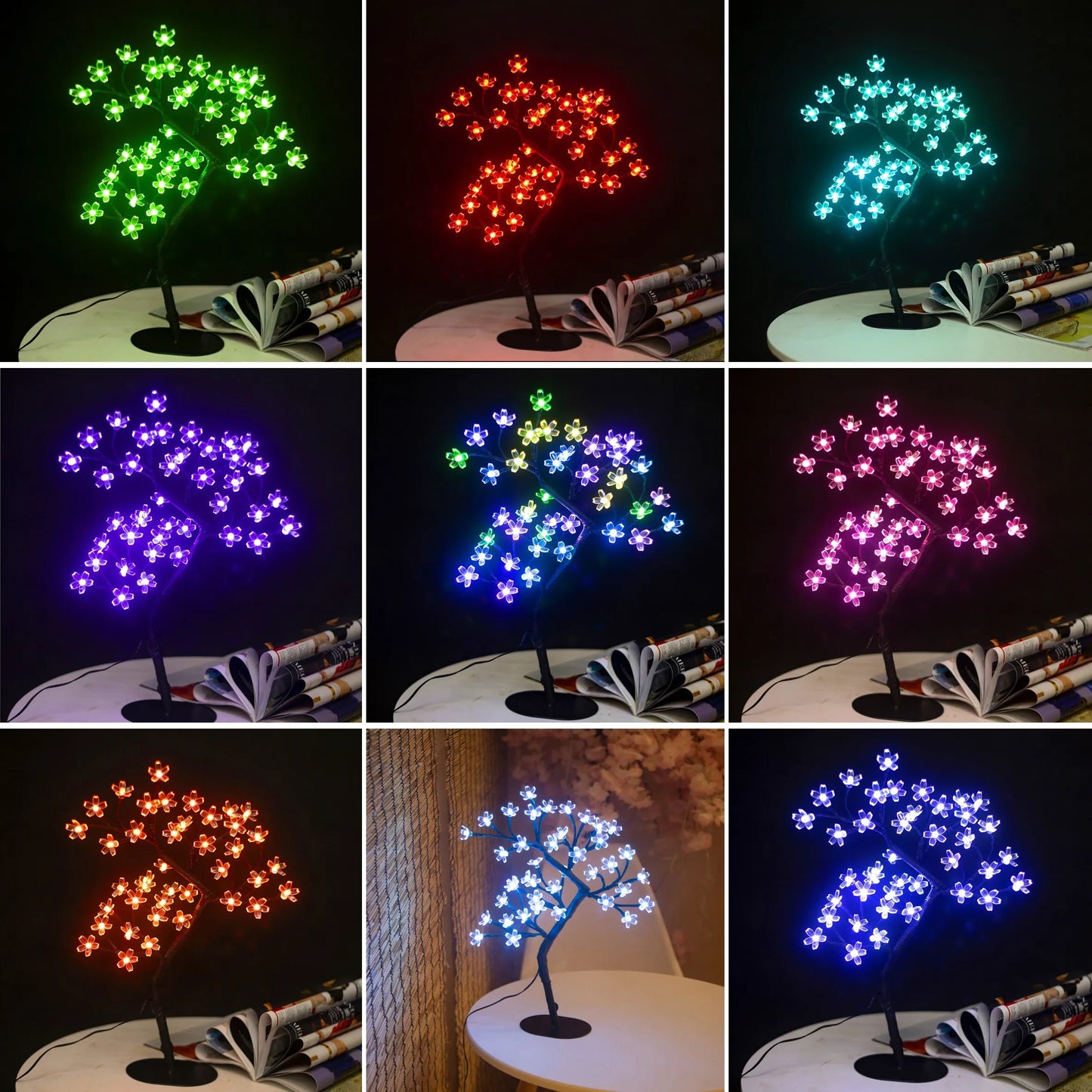 Cherry Blossom Tree Light,17inch 40LED Lighted Tabletop Artificial Flower Bonsai Tree Lamp USB Powered Gifts for Home Decor - Indentory