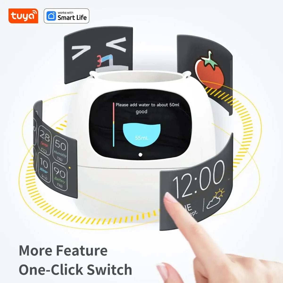 Tuya Smart Life Planter,Endless Fun Over 49 Rich Expressions,7 smart sensors,AI Chips Make Raising Plants Easy and Fun - Indentory