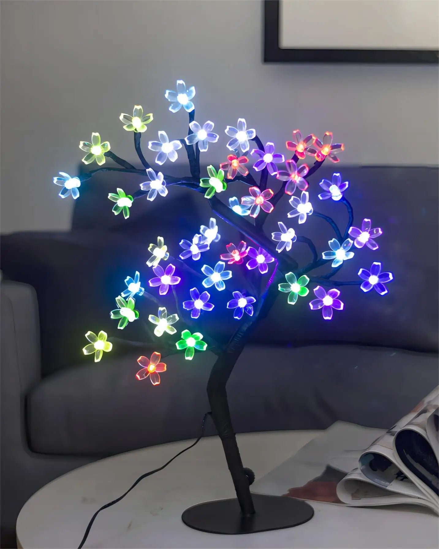 Cherry Blossom Tree Light,17inch 40LED Lighted Tabletop Artificial Flower Bonsai Tree Lamp USB Powered Gifts for Home Decor - Indentory